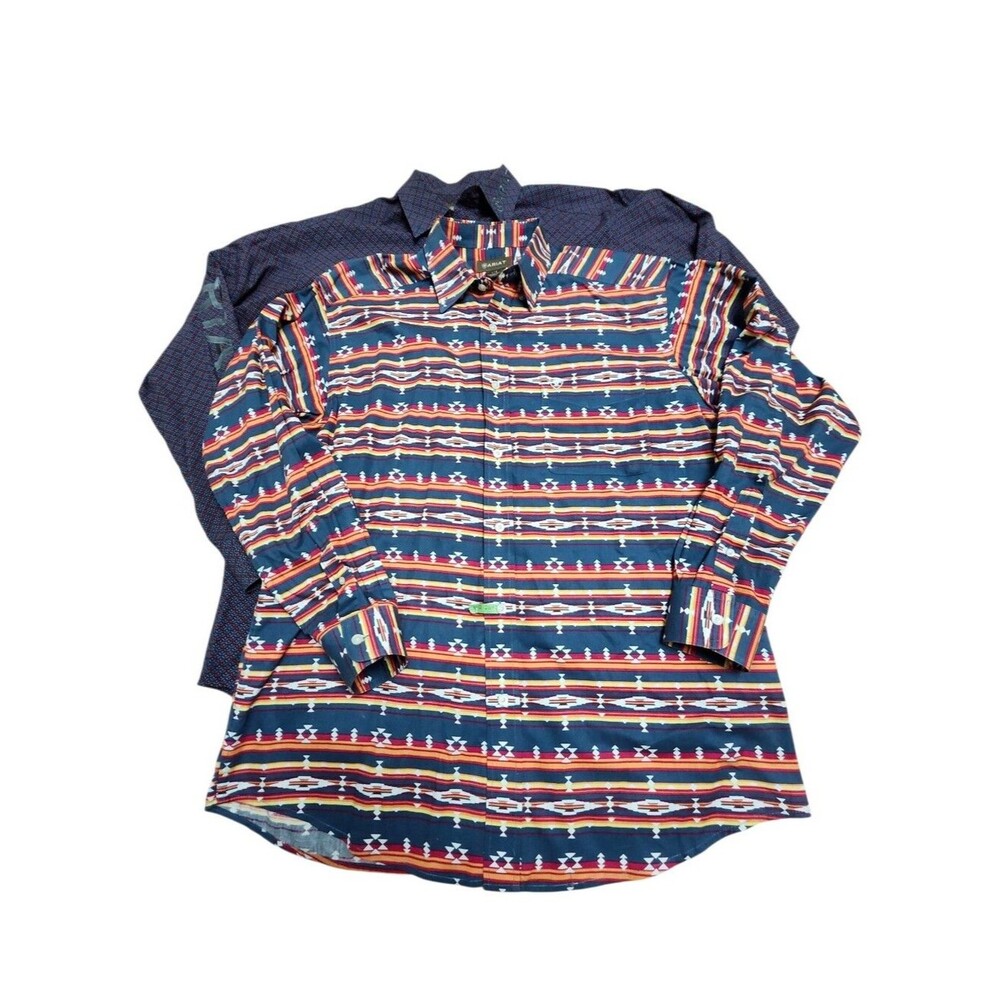 Ariat Ranger Southwest Print Classic Long Sleeve Button Up Shirt Lot of 2. Sz. L